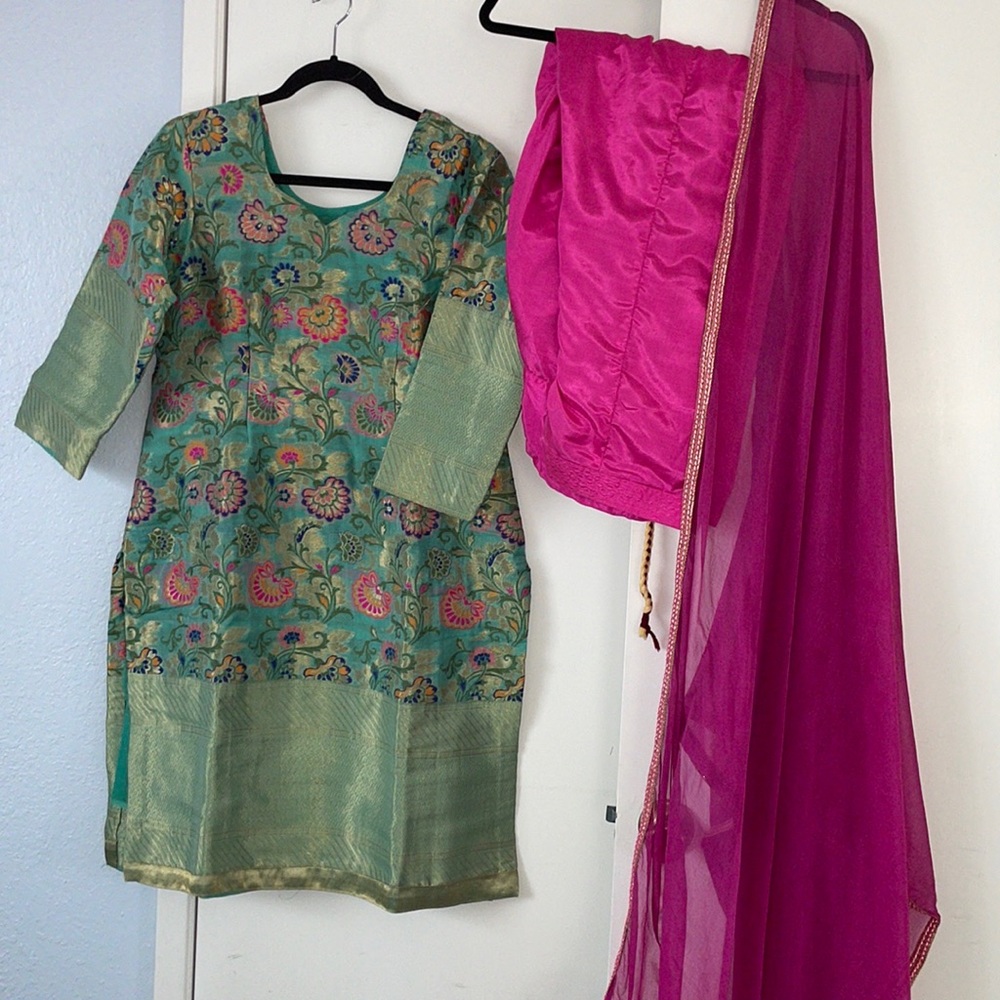 Green Embroidered Salwar Kameez